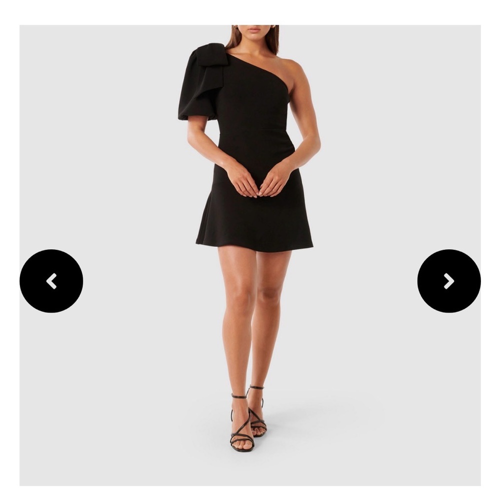 EVER NEW Black Bow One-Shoulder Mini Dress - Picture 5 of 7